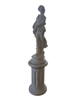 Lot 303 - VINTAGE PLASTER NEO-CLASSICAL STATUE & PUTTI SCONCE