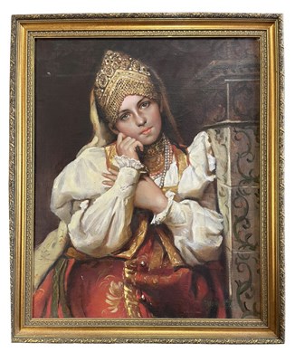 Lot 612 - AFTER FIRS SERGEYEVICH ZHURAVLEV - THE BOYAR'S DAUGHTER - OIL ON CANVAS
