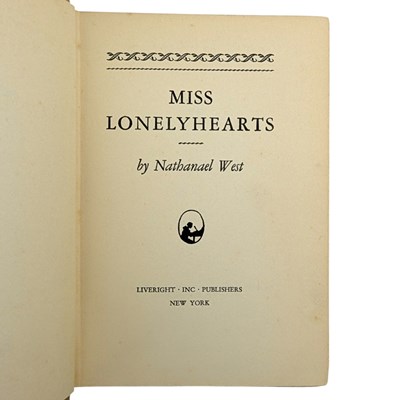 Lot 6 - WEST, NATHANAEL - 1933 MISS LONELYHEARTS, EXTREMELY RARE FIRST EDITION, FIRST ISSUE