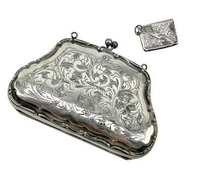 Lot 91 - GEORGE V HALLMARKED SILVER STAMP CASE & A HALLMARKED SILVER PURSE