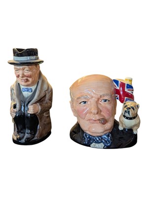 Lot 76 - ROYAL DOULTON - VINTAGE 1992 WINSTON CHURCHILL CHARACTER JUG & ANOTHER