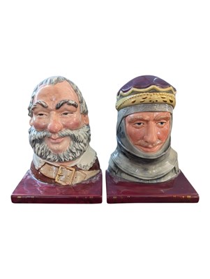 Lot 85 - ROYAL DOULTON - PAIR OF VINTAGE WILLIAM SHAKESPEARE'S HENRY V CERAMIC BOOKENDS