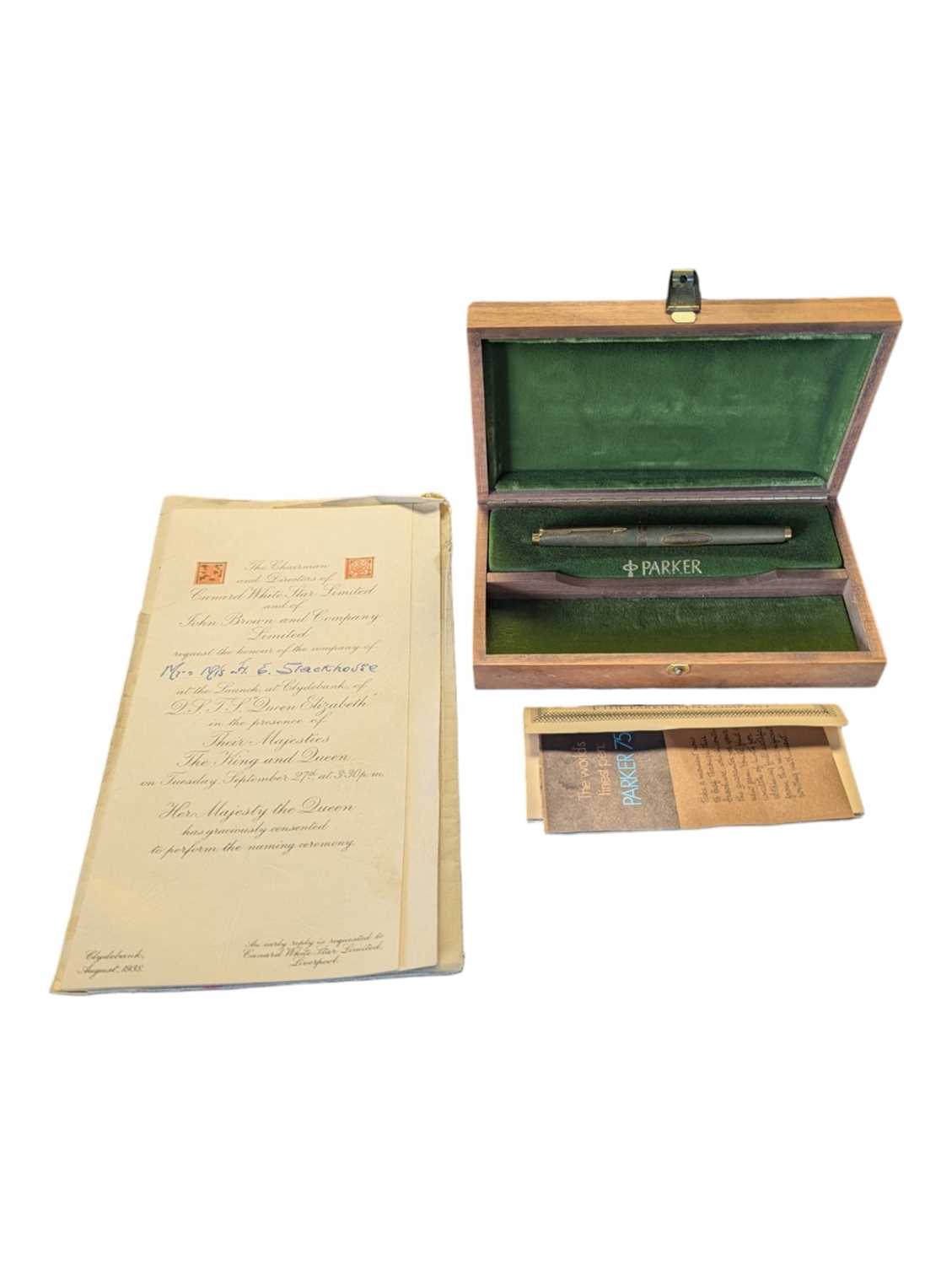 Lot 308 - PARKER - RMS QUEEN ELIZABETH PEN & LAUNCH INVITATION