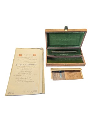 Lot 308 - PARKER - RMS QUEEN ELIZABETH PEN & LAUNCH INVITATION
