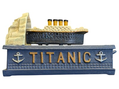 Lot 309 - TITANIC THEME CAST IRON NOVELTY MONEY BOX