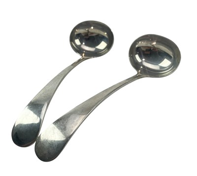 Lot 71 - PAIR OF 19TH CENTURY VICTORIAN HALLMARKED SILVER SAUCE LADLES