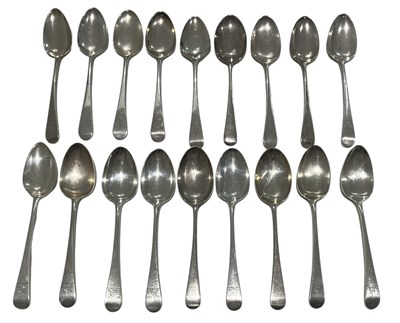 Lot 60 - FIFTEEN GEORGE III HALLMARKED SILVER DESSERT SPOONS & OTHER SPOONS