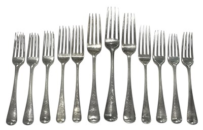 Lot 66 - GEORGE III HALLMARKED SILVER FORKS & GEORGE V SILVER FORKS