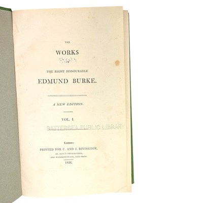 Lot 85 - BURKE, EDMUND - 1826 THE WORKS OF THE RIGHT HON. EDMUND BURKE, 16 VOLS