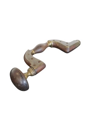 Lot 334 - 19TH CENTURY ANTIQUE WILLIAM MARPLES & SONS BRASS MOUNTED CARPENTERS HAND BIT BRACE