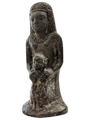 Lot 340 - EGPYTIAN 19TH CENTURY SCULPTURE OF SENENMUT HOLDING NEFERURA
