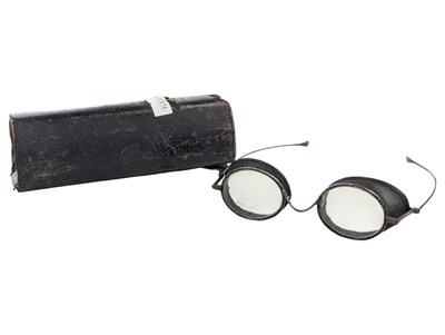 Lot 337 - PAIR OF VINTAGE WWII ERA FOLDING SAFETY GLASSES WITH MESH SIDES