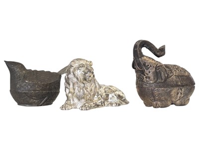 Lot 320 - TWO EARLY 20TH CENTURY EMBOSSED ANIMAL POTS / CONTAINERS