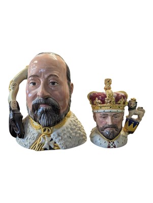 Lot 93 - ROYAL DOULTON - TWO VINTAGE KING EDWARD VII CERAMIC CHARACTER JUGS