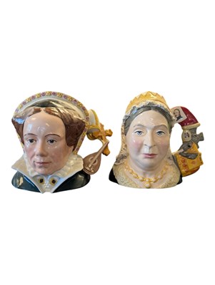 Lot 96 - ROYAL DOULTON - TWO VINTAGE CERAMIC QUEENS CHARACTER JUGS