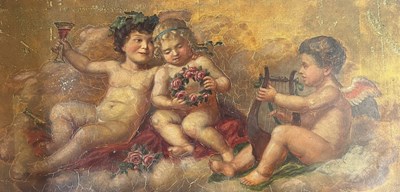 Lot 590 - CONTINENTAL LATE 18TH CENTURY SCHOOL - OIL ON CANVAS CHERUBS PAINTING