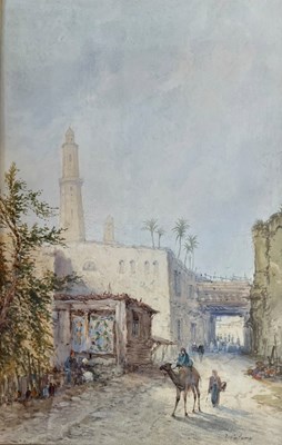 Lot 607 - EDWIN ST. JOHN (FL. 1880-1920) - EL CAIRO STREET SCENE - WATERCOLOUR PAINTING
