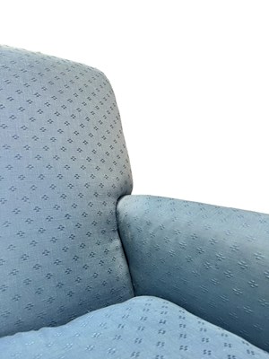 Lot 270 - HOWARD & SON LONDON - LATE VICTORIAN MAHOGANY & BLUE UPHOLSTERED ARMCHAIR