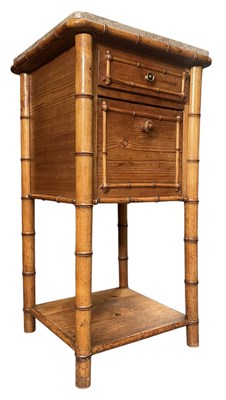Lot 636 - AESTHETIC MOVEMENT MARBLE TOP & FAUX BAMBOO SIDE BEDSIDE TABLE