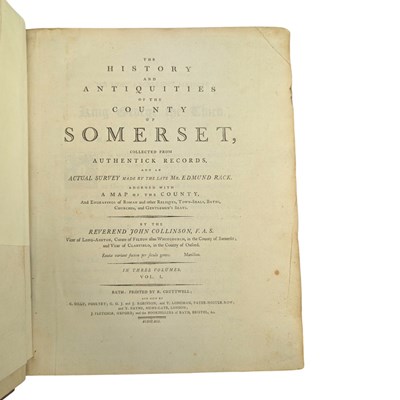 Lot 86 - COLLINSON, REV. JOHN - 1791 THE HISTORY AND ANTIQUITIES OF THE COUNTY OF SOMERSET, 3 VOLS