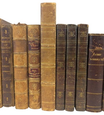 Lot 84 - A VARIED SELECTION OF LEATHER FINE BINDINGS TO INCLUDE 1739 LATIN GRAMMAR, PILGRIM'S PROGRESS ETC