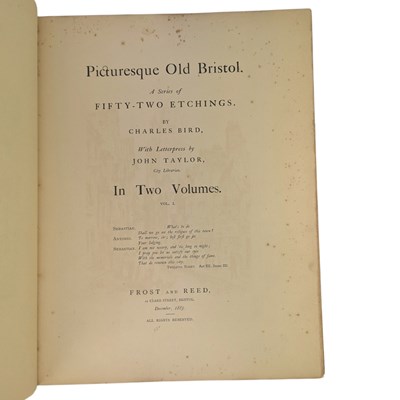 Lot 95 - BIRD, CHARLES - 1885 PICTURESQUE OLD BRISTOL, A SERIES OF 52 ETCHINGS, 2VOLS, ZAEHNSDORF
