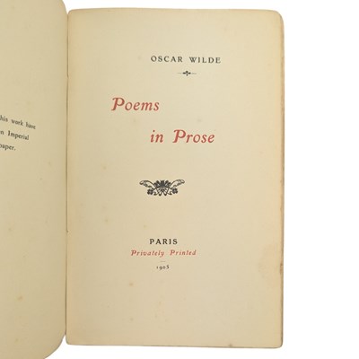 Lot 98 - WILDE, OSCAR - 1905 POEMS IN PROSE, PRIVATELY PRINTED LIMITED EDITION