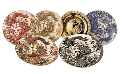 Lot 128 - SET OF FIVE ROYAL CROWN DERBY 'AVES' PORCELAIN PLATES