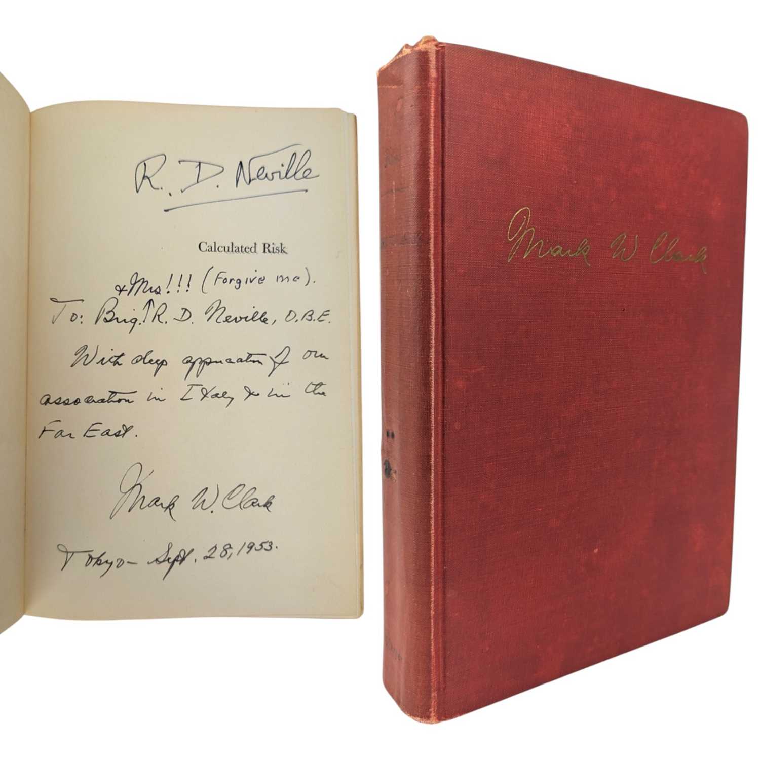 Lot 92 - CLARK, MARK W. - 1950 CALCULATED RISK, SIGNED FIRST EDITION