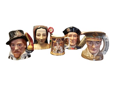 Lot 122 - 20TH CENTURY ROYAL DOULTON CHARACTRER/TOBY JUGS AND COMMERATIVE TANKARD