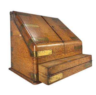 Lot 632 - LATE VICTORIAN C. 1900 OAK & BRASS BOUND FULLY APPOINTED DESK TIDY