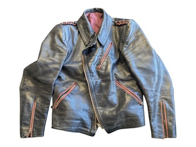 Lot 377 - VINTAGE 1950S BELGIAN LEATHER BIKER JACKET