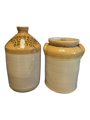 Lot 135 - TWO LATE 19TH / EARLY 20TH CENTURY STONEWARE JARS / FLAGONS