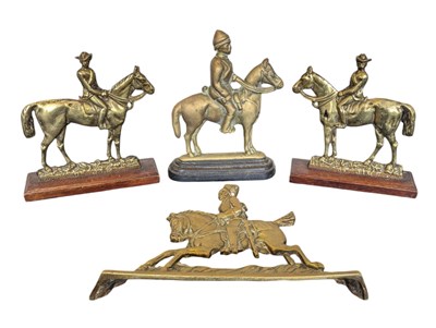 Lot 386 - FOUR 20TH CENTURY VINTAGE BRASS EQUESTRIAN DOORSTOPS