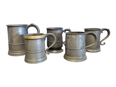 Lot 396 - COLLECTION OF 18TH & 19TH CENTURY PEWTER TANKARDS