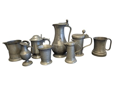 Lot 401 - COLLECTION OF 18TH & 19TH CENTURY PEWTER TANKARDS & JUGS