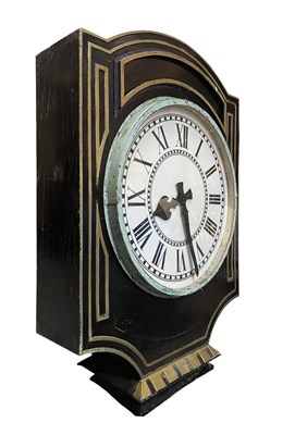 Lot 416 - IMPRESSIVE EARLY 20TH CENTURY BLACK & GILT METAL DOUBLE SIDED JEWELLER'S CLOCK