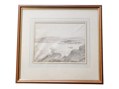 Lot 415 - MONRO SCHOOL (18TH/19TH CENTURY) - OLD PASSAGE ON THE SEVERN FRAMED WATERCOLOUR PAINTING