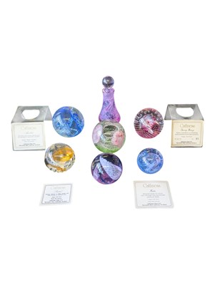 Lot 154 - CAITHNESS - COLLECTION OF LATE 20TH CENTURY STUDIO GLASS PAPERWEIGHTS & PERFUME BOTTLE