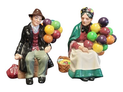 Lot 159 - ROYAL DOULTON - TWO 20TH CENTURY CHINA BALLOON SELLER FIGURES
