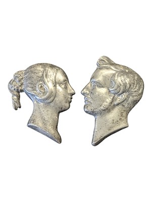 Lot 426 - PAIR OF 19TH CENTURY VICTORIA & ALBERT CAST METAL WALL PLAQUES