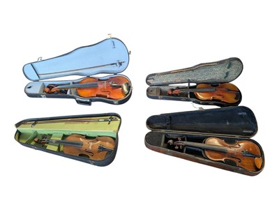 Lot 1 - COLLECTION OF FOUR 20TH CENTURY VIOLINS & VIOLAS