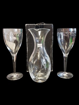 Lot 164 - JOHN ROCHA AT WATERFORD - TWO CONTEMPORARY WINE GOBLET GLASSES & CARAFE