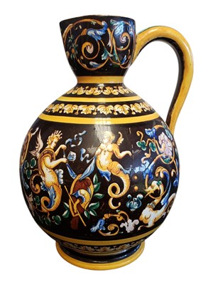 Lot 167 - 19TH CENTURY GIEN FRENCH MAJOLICA WARE EWER / JUG