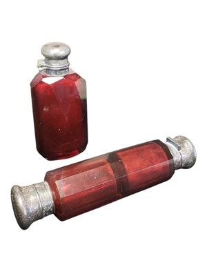 Lot 168 - 19TH CENTURY VICTORIAN RUBY GLASS SCENT BOTTLES