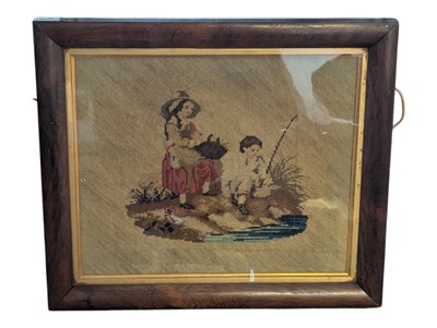 Lot 447 - 19TH CENTURY VICTORIAN FISHING NEEDLEPOINT
