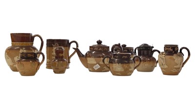 Lot 205 - LATE 19TH CENTURY DOULTON LAMBETH HARVEST SALT GLAZED STONEWARE ITEMS