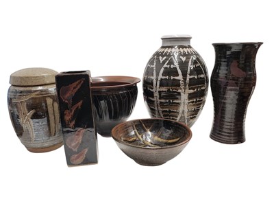 Lot 194 - COLLECTION OF SIX 20TH CENTURY VINTAGE STUDIO CERAMIC VASES & BOWLS