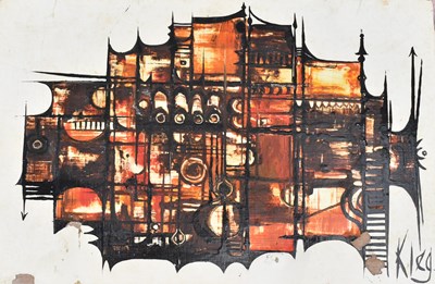 Lot 26 - MAUREEN CLEGG (AKA KLEGG) - OIL ON BOARD ABSTRACT PAINTING