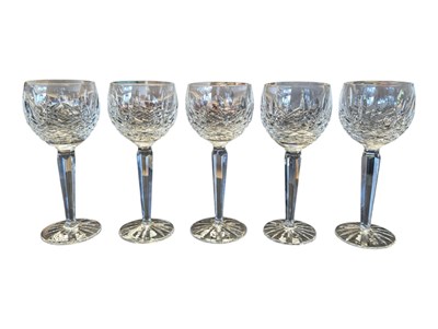 Lot 215 - WATERFORD CRYSTAL - FIVE VINTAGE ADARE HOCK WINE GLASSES